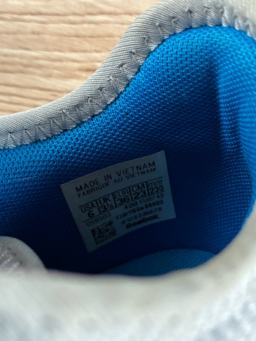 Reebok Gray Athletic Sneakers with Blue Camouflage Accents - Picture 5 of 6